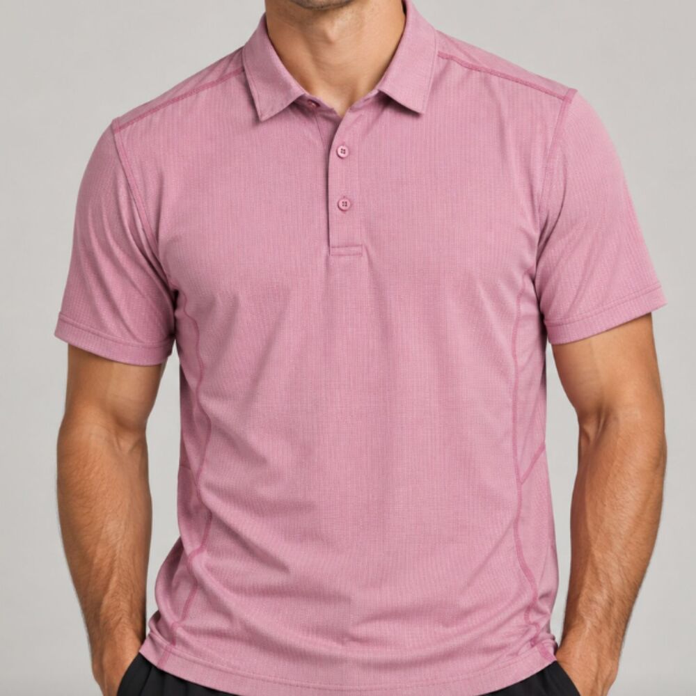 Men Lululemon Precision Polo Shirt Salmon Pink Golf Tennis Performance